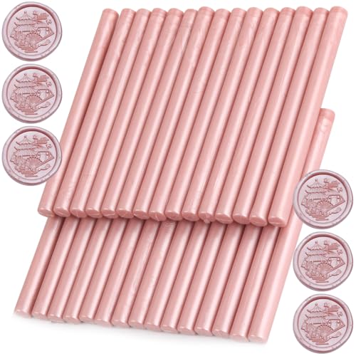 Rose Gold Wax Seal Sticks, 30pcs Sealing Wax Sticks, HOSEALING Glue Gun Wax Seal Sticks for Wax Seal Stamp, Premium Sealing Wax for Wedding Invitations, Letter, Envelope Mini Size