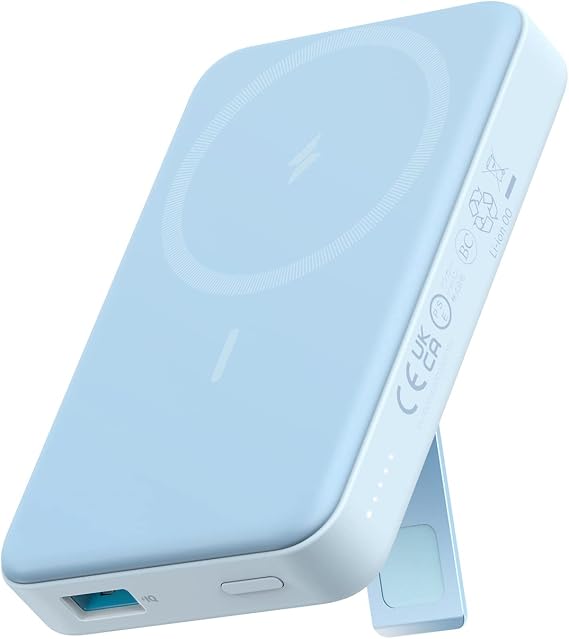 Anker 633 Magnetic Battery, 10,000mAh Wireless Portable Charger, 20W USB-C Power Bank with Stand, Magsafe-Compatible for iPhone 16/15/14 Series (Blue)