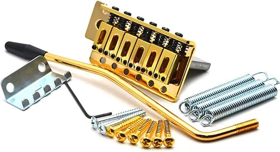 SAPHUE 52.5mm Guitar Stratocaster Tremolo Bridge Set for Fender Strat Squier Electric Guitar Replacement(Gold, 52.5mm)