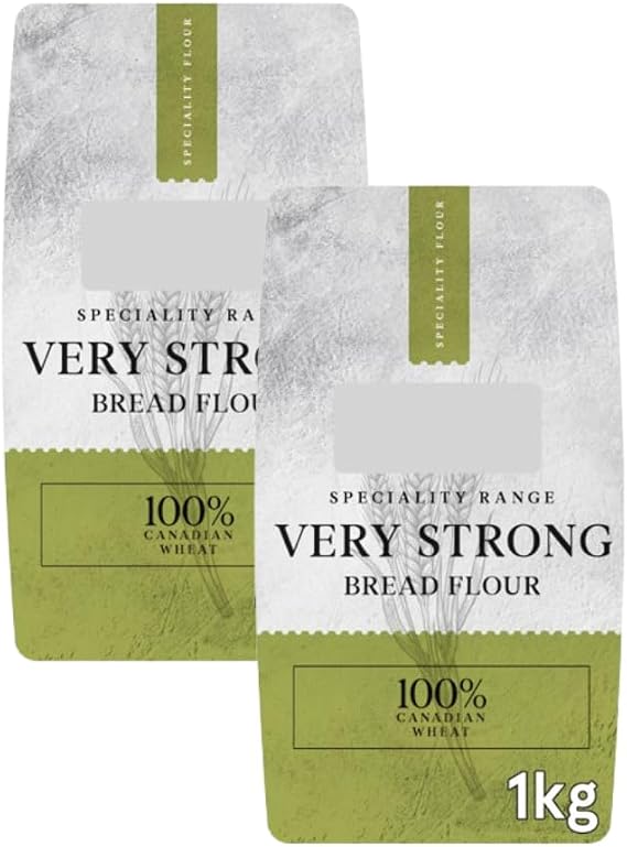Very Strong White Bread Flour, Pack of 2,1kg, 100% Canadian Wheat, for Bread, Rolls, Pizza Bases and Puff Pastry