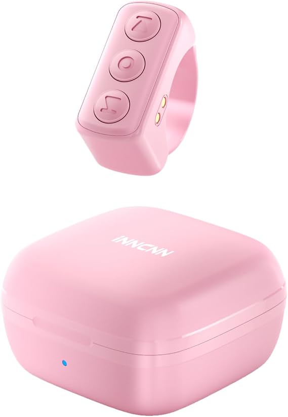 Remote Scrolling Ring for TikTok, Page Turner for Kindle App on iPad iPhone, Scroller Remote for TIK Tok, Camera Shutter Remote Control for iOS, Android - Matte Pink