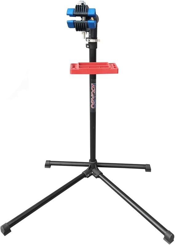 Bicycle Repair Stand Pro, Home Mechanic Folding Bicycle Cycle Bike Maintenance Repair Work Stand, Adjustable, Rotating Clamp, Sturdy Construction, Tool Tray (Blue)