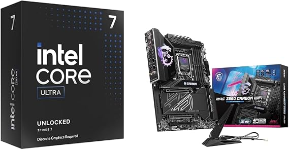 Intel Ultra 7 Desktop Processor 265KF - 20 cores (8P+12E) & MSI MEG Z890 ACE Gaming Motherboard (Support Core Ultra Series 2 Intel Processors, LGA 1851, DDR5, PCIe 5.0,Thunderbolt 4, ATX)