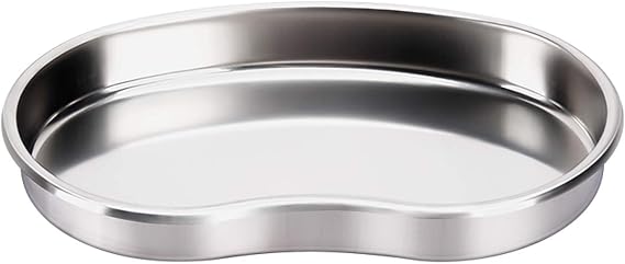 Stainless Steel Kidney Tray 7", Emesis Basin Kidney Shaped Emesis Bowl Round Edges. Reusable Metal Kidney Dish.Dental Instruments Ideal for Soiled Dressings,Waste, Liquid. (M)