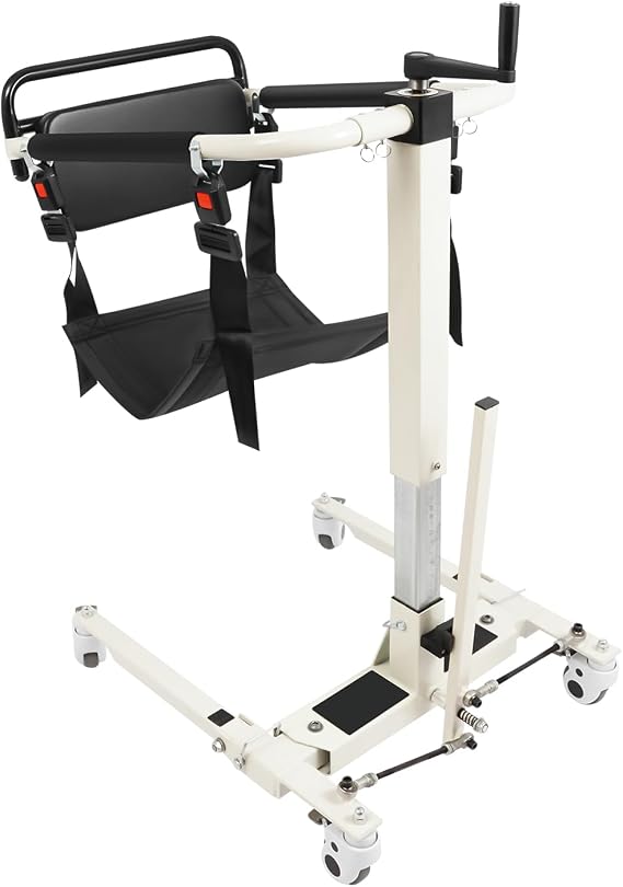 Multi-Functional Patient Lift Chair, Adjustable Height & Width Sit to Stand Assist Lifter with Commode Toilet Seat, Portable for Home Car Travel, Elderly Disabled Care