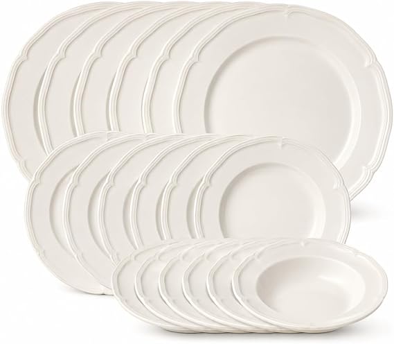 Villeroy & Boch Manoir 18 Piece Dinnerware Set, Creamy White