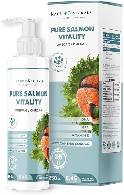 Kahu Naturals Pure Salmon Vitality%100 Doğal Norveç Somon Yağı, Omega 3 ve 6, E Vitamini, Kedi ve Köpek, 250 ML