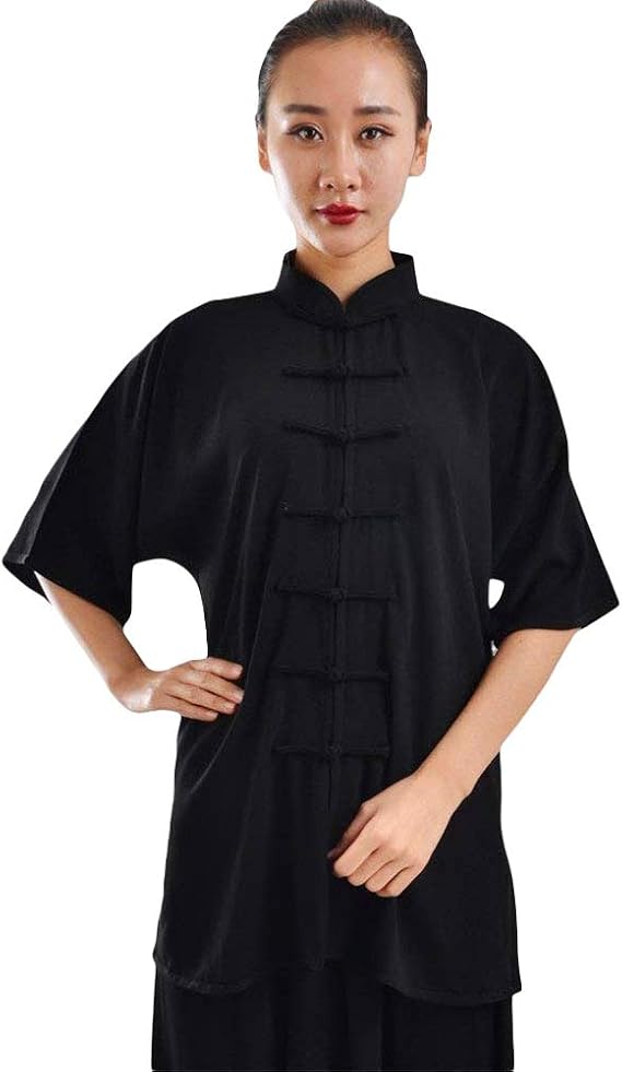ZooBoo Unisex Cotton Blend Short Sleeves Tai Chi Suit Morning Exercise Uniform Kung Fu Clothing