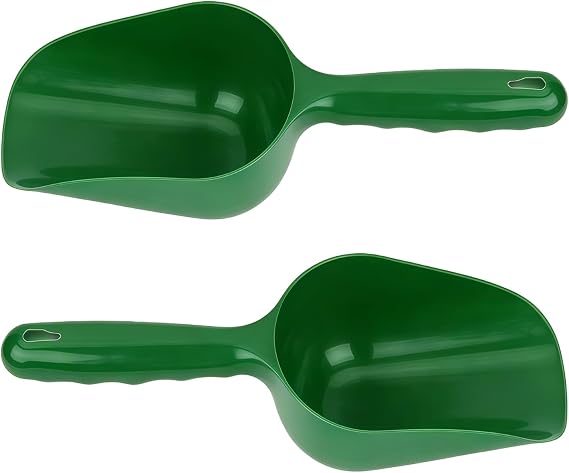 2Pieces Plastic Dark Green Scoop Multi-function Handy Garden Scoop Flowerpot Shovel Homegrown Gardening Tool for Soil Compost Planting