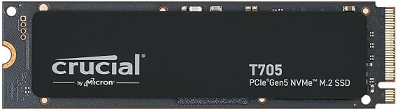 Crucial T705 PCIe Gen5 NVMe 1TB SSD, Up to 13,600MB/s, TLC NAND, Intel & Ryzen Compatible, for Hardcore Gaming & High-Speed Storage, Solid State Drive, Includes 1Mo Adobe CC CT1000T705SSD3