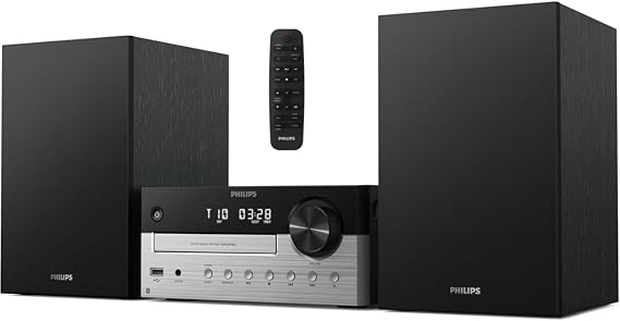 Philips Bluetooth Stereo System for Home with CD Player, Bluetooth 5.4 & Auracast, Upgraded 80W Stereo Sound, MP3, USB, Audio in, FM Radio, Bass Reflex Speaker, Remote Control Included