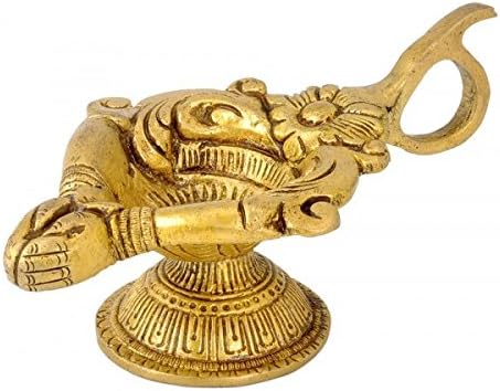Namaste' Brass Poja Diya with Handle