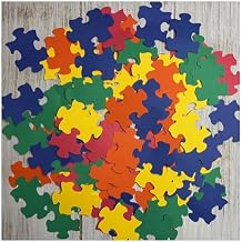 100 Mixed Puzzle Piece Pieces - Primary Colors - die cuts Confetti Party Supplies Scrapbooking