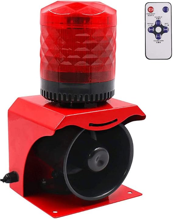 SF-513 (DC 12V~24V) Industrial Sound and Light Alarm Emergency Warning Light Outdoor Waterproof Alarm Horn Siren Safety Voice Strobe Flash 120dB Waterproof... (DC 12V~24V)
