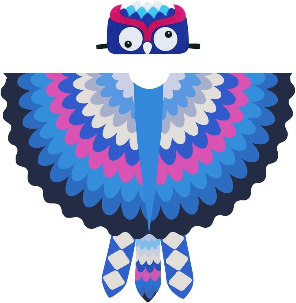 Owl Costume for Kids Bird Wings Toddler Boy Girl Dress Up Wings Cape Shawl with Headpiece Party Favors Gifts