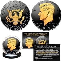 Black Ruthenium 2024 JFK Half Dollar 2-Sided U.S Coin with Gold Highlights Philadelphia Mint