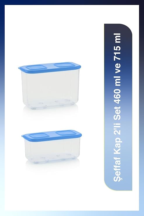 Tupperware Şeffaf Buzdolabı Saklama Kabı 2'Li Set 460Ml Ve 715 Ml