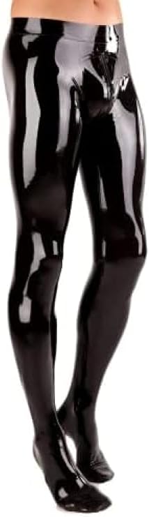 Latex Leggings Men Skinny Trousers 3D Cut Crotch Zip,Black,XS
