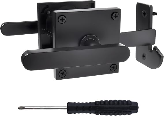 Double Sided Gate Latch Heavy Duty Swinging Door Latch, Two Sided Door Latchs Suitable for Left Inswing Outdoor Fence, Wooden Gates, Pool Gates, Backyard, Garden Gate Hardware