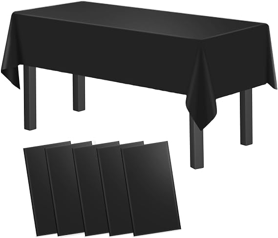 5pcs 137x274cm Disposable Plastic Tablecloth Party Supplies-Black