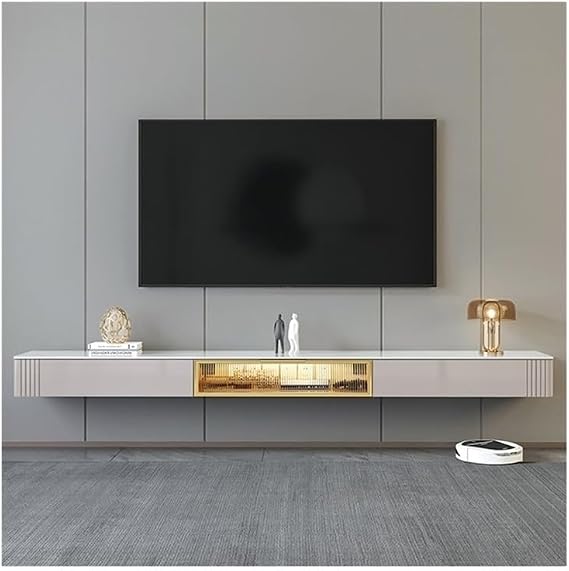 tv Units for Living Room TV Cabinet Tea Table Combination Living Room Rock Board Solid Wood Wall Hanging TV Cabinet Floating TV Stand Cabinet(Large)