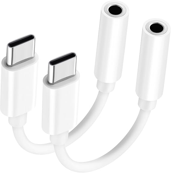 USB-C to 3.5mm Audio Headphone Adapter: 2 Pack Type C Aux Dongle Cable Cord