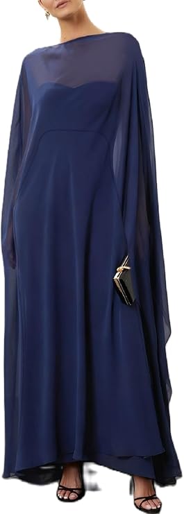 Yoawdats Women Chiffon Long Cape Mesh Sheer High Low Flowy Poncho Soft Wraps Capelets Bridal Wedding Evening Party