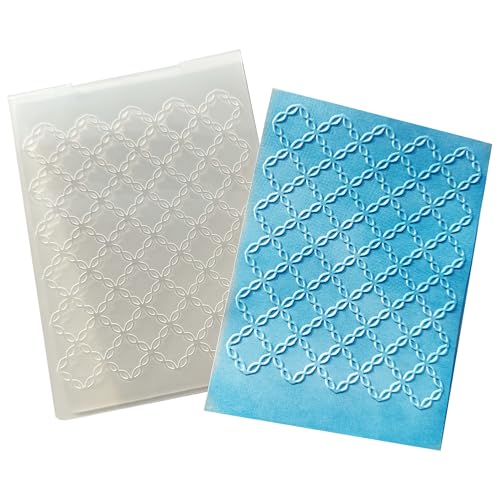 Arbuya Grid Plaid Plastic Embossing Folders for Card Making Chain Diamond Sqaure Scrapbooking Plastic Template Photo Album Card Paper Handmade DIY Craft Decoration Template Molds