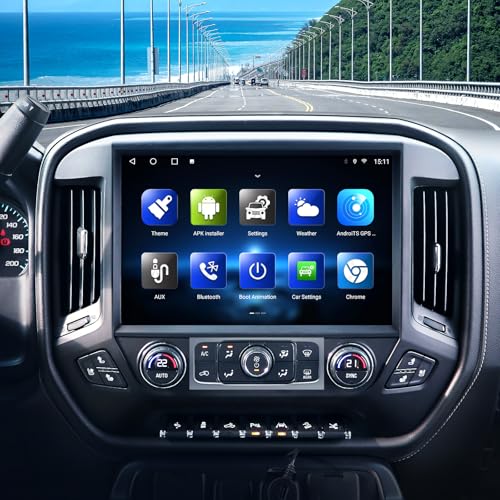 13.1 Inch 8 Core 6128G Radio for Chevy Silverado GMC Sierra 2014-2018 wCarplay Android Auto, Upgrade 2K Sierra Screen Android 13 Head Unit 5Ghz WiFi FM GPS 1080P Camera, Black