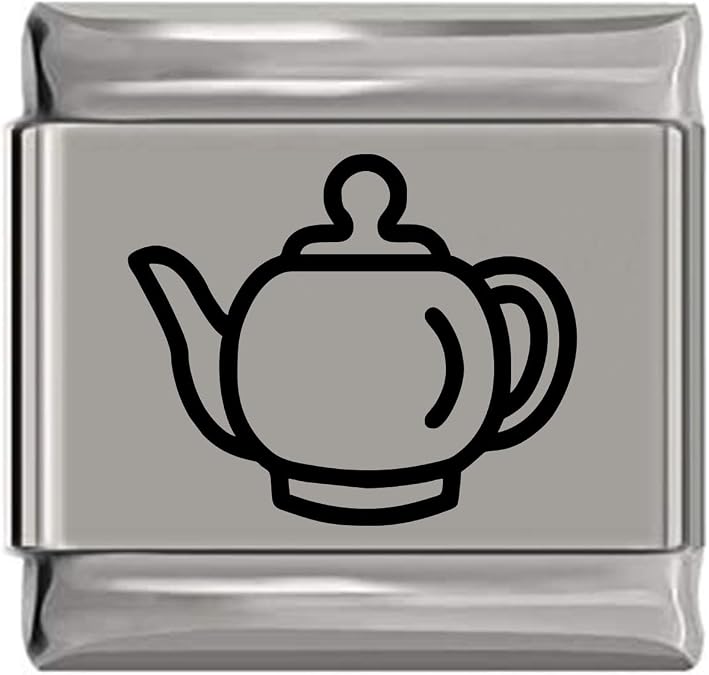 NewCharms Tea Pot Teapot Laser Engraved Italian Charm (9mm Standard Size)