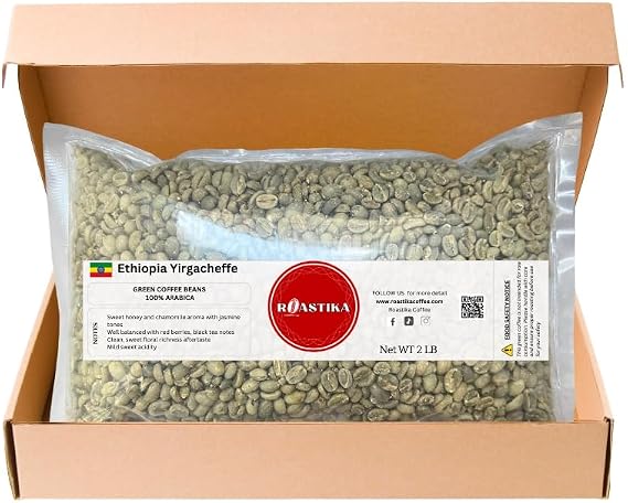 Roastika - Ethiopia Yirgacheffe - Premium Green Coffee Bean - Unroasted Coffee Bean - 0.9 kg