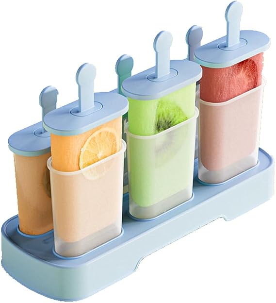 Popsicle Molds Set 6 Pieces Ice Popsicle Maker-BPA Free,Easy-Release Ice Pop Molds,Homemade Ice Cream Molds (Blue) | with Sticks, BPA Free, Make Healthy Pops,Easy-Release, Homemade(Blue)