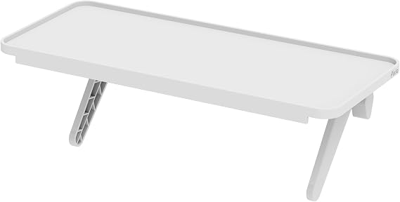 Pixio 12 inch White Monitor Storage Top Shelf - Adjustable Platform, Universal Fit, Holds Up to 13lbs, Works on TV, Flat, Curved Monitors, Storage for Webcams, Clocks, Phone, Figures