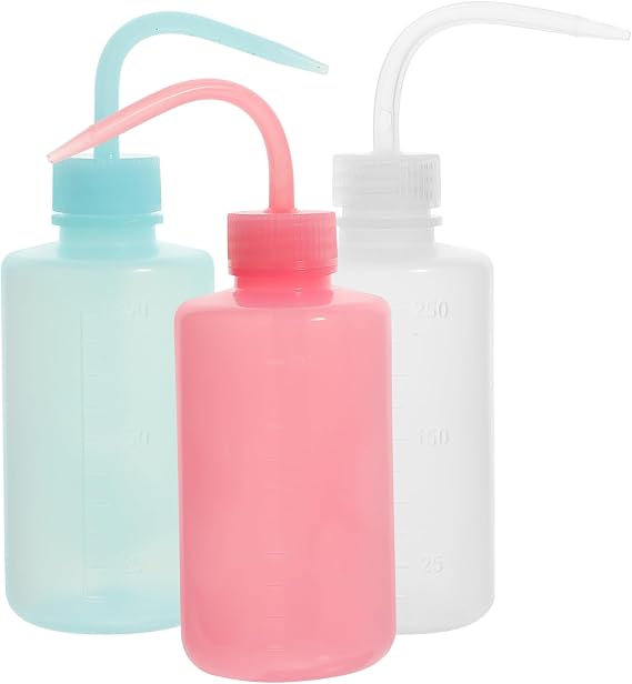3Pcs 250ml ABS Squeeze Bottle Bend Mouth for Eyelash Cleaning