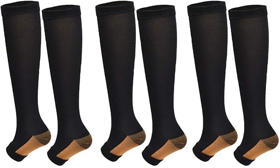 Open Toe Toeless Compression Socks for Men and Women (3Pairs)