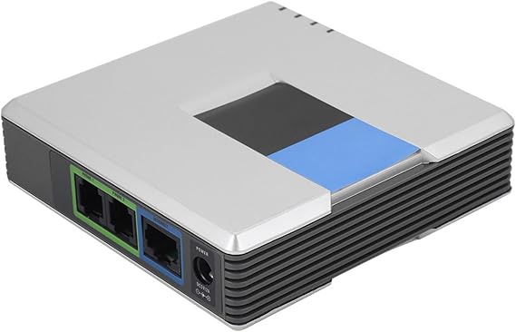 VoIP Gateway Adapter, 2 Ports Internet Phone Adapter with Network Cable for Home Office, Supports SIP V2 Protocol, Compact Phone Adapter for Network Router