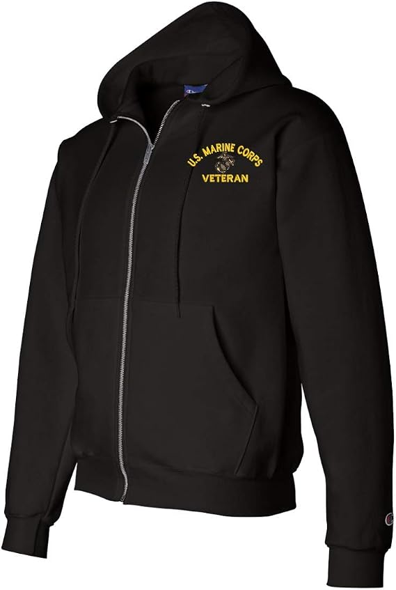 MilitaryBest USMC Eagle Globe and Anchor Veteran Zippered Hoodie