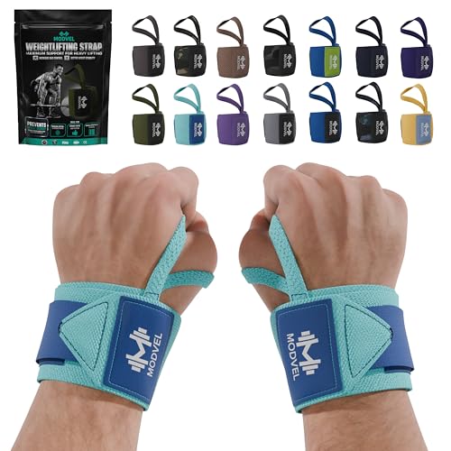 Modvel Adjustable Wrist Wraps for Gym & Lifting Thick, Breathable Support Straps for Wrist Stability, Comfort & Grip Ideal for Weight Training, CrossFit & Gym Workouts Royal Blue 2-Pack