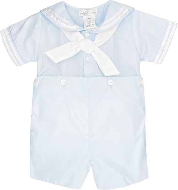Petit Ami Baby Boys 2 Piece Nautical Bobby Suit with Collar