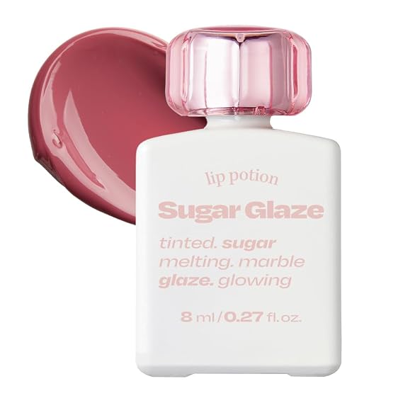 Lip Potion Sugar Glaze Tint | K-Beauty High-Shine & Long-Lasting Lip Tint | Hydrating, Non-Sticky Glossy Finish | 7 Shades | 0.3 Oz (No.5 Mauve Ball)