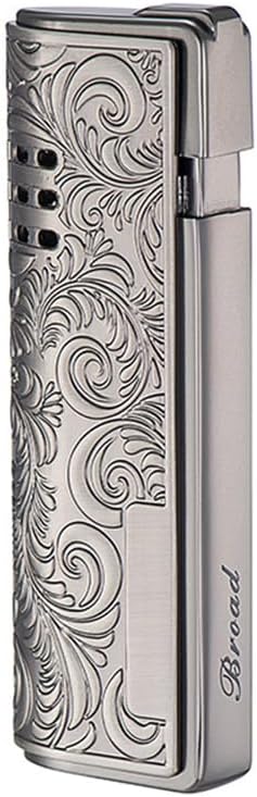(Sold Without Butane) Windproof Butane Lighter with Intricate Copper Design, Refillable,Candle Lighter (Black)