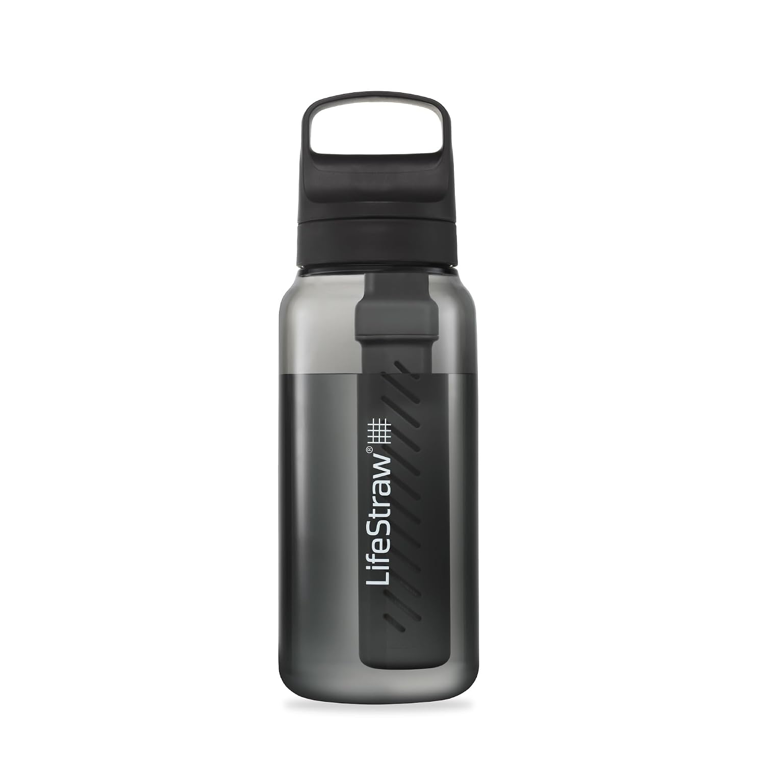 LifeStraw Go Series - BPA Free Water Filter Bottle for Travel and Daily Use Removes Bacteria, Parasites and Microplastics to Improve Taste 1L Nordic Noir