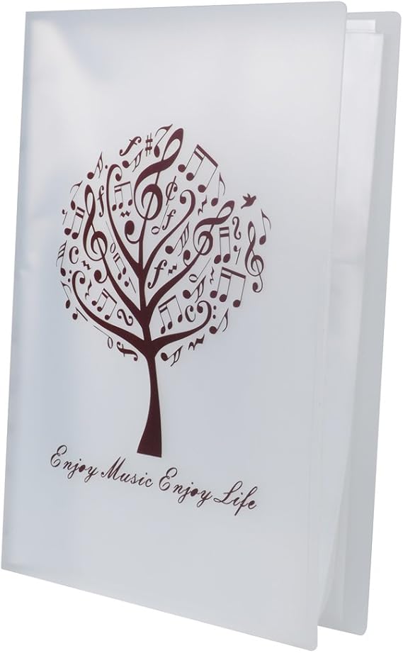Music Sheet File Paper Storage Folder Documents Holder Blank Sheet Files Plastic A4 Size 40 Pockets (Music Tree White)