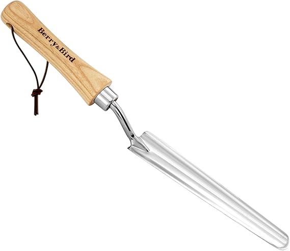 ‌Berry&Bird Stainless Steel Hand Widger Garden Trowel, Ergonomic Wood Handle and Rust-Resistant Blade, Ideal for Gardening Trowel Work Transplanting Weeding and Limited Space Gardening