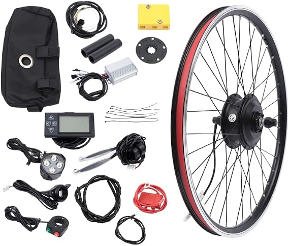 26 Electric Bike Conversion Kit, Front Wheel 350W 36V Hub Brushless Motor, 5 Speed Adjustable BLDC with LCD & PAS Brake Lever for E Bike Bicycle 26 * 1.75-2.125inch Tire