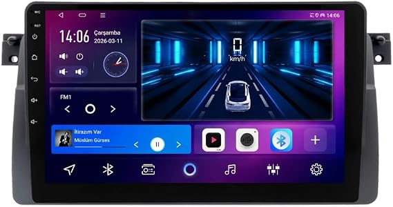 9 İnç Android Multimedya CarPlay Android Auto Navigasyon Kameralı 8GB RAM 64GB - BMW 3 Series E46 1999-2005 ile uyumlu