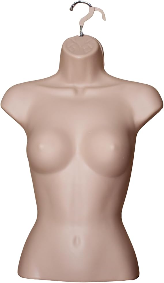 Female Hanging Mannequin Half Body Form 3 Quarter Shop Bust Display (Tanned)