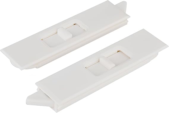 Brixwell White Snap-in Tilt Latch Set, Left and Right Pair, Spring-Loaded Design for Sash Windows, 2-15/16" Length, 3/8" Nose, Durable Plastic Construction, Replacement for Standard Tilt Frames
