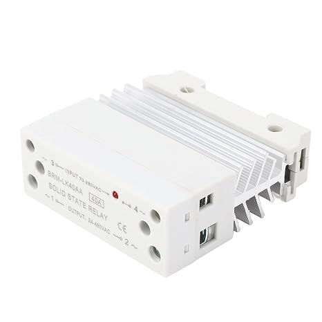 BRM LK40AA 40A Solid State Relay with Heat Sink,Single Phase Small Size SSR Relay,Din Rail Mounting,70 to 280V AC Input 24to 480V AC Output