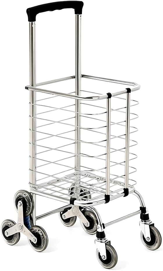 Taşınabilir Katlanabilir Alışveriş Pazar Arabası Altı Tekerlekli, Kapaklı Metalik 30 Kg